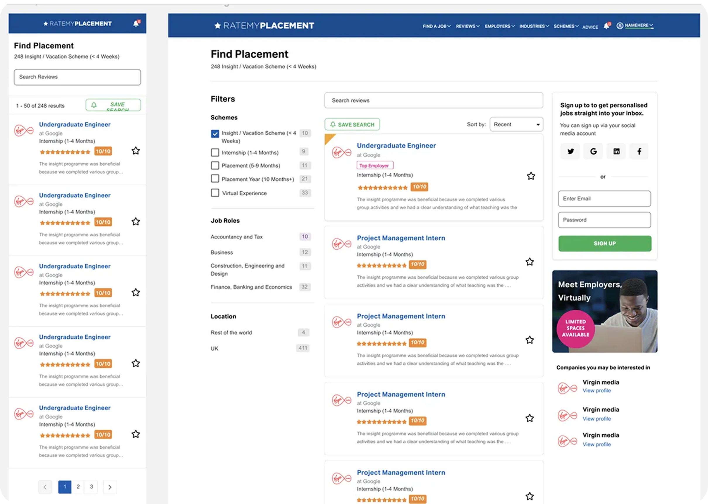 RateMyPlacement UI 3